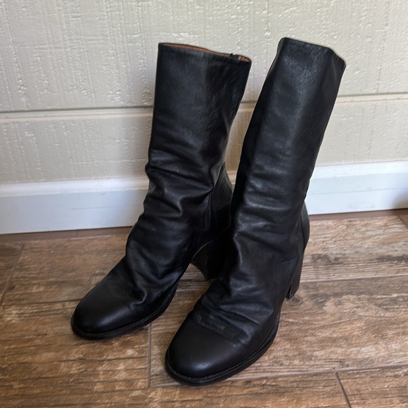 Free People Elle Block Heel Leather Boots Booties Black 39 US 9 - Picture 4 of 7